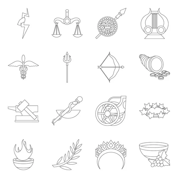 Isolierte Objekt der Mythologie und Gott-Logo. Set von Mythologie und Kulturvektorsymbol für Aktien. — Stockvektor