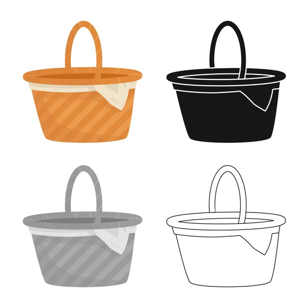 Vector illustration of basket and wicker logo. Collection of basket and food vector icon for stock. — Stock Vector