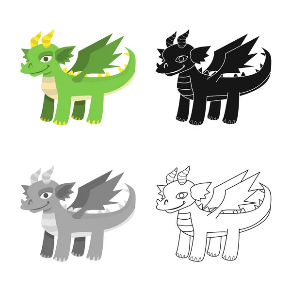 Illustration vectorielle du symbole dragon et monstre. Collection de dragon et icône vectorielle volante pour stock . — Image vectorielle