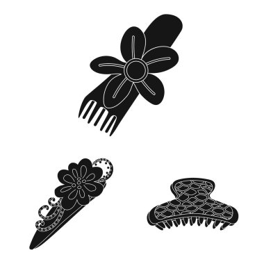 Saç modeli ve kadın logosu izole nesne. Hisse senedi için saç vektör simgesi koleksiyonu.