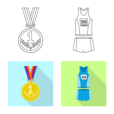 Spor ve kazanan logo vektör tasarımı. Hisse senedi için spor ve fitness vektör simge kümesi.