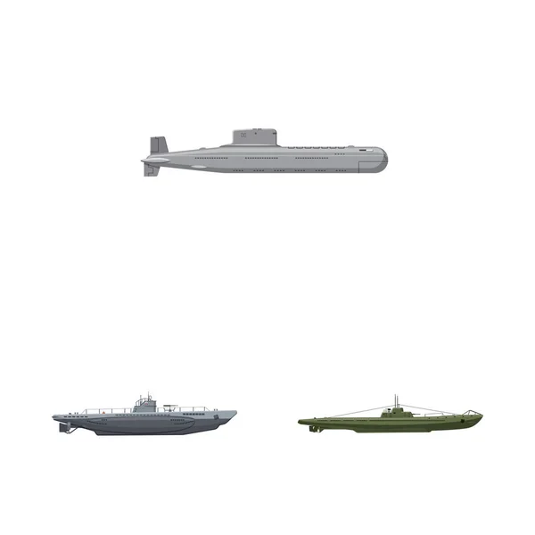 Izolowany obiekt łodzi i granatowy symbol. Zestaw łodzi i głębokie ilustracji wektor. — Wektor stockowy