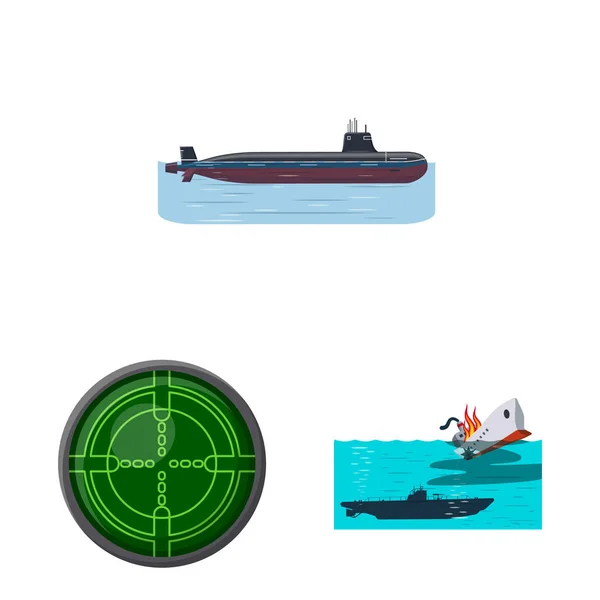 Ilustración vectorial del signo de barco y marina. Colección de barco y vector profundo icono para la acción . — Vector de stock