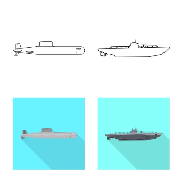 Objeto isolado de guerra e logotipo do navio. Coleção de guerra e símbolo de estoque de frota de web . — Vetor de Stock