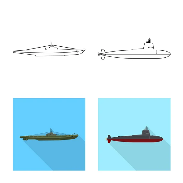 Ilustração vetorial de guerra e símbolo de navio. Conjunto de símbolo de estoque de guerra e frota para web . — Vetor de Stock