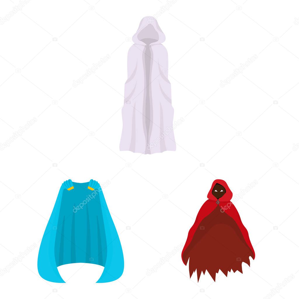 Vector illustration of cloak and clothes icon. Collection of cloak and garment stock symbol for web.