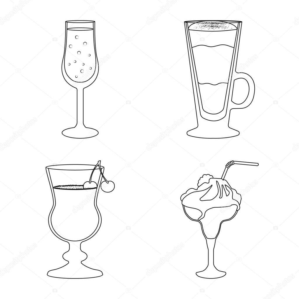 Vector design of beverage and ice icon. Set of beverage and shaker stock vector illustration.