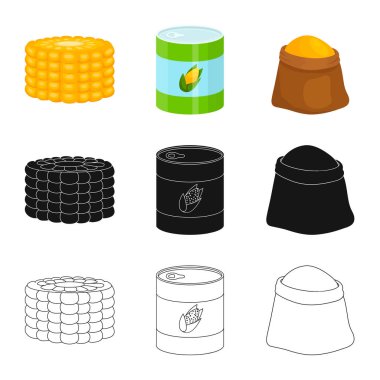 Mısır tarlası ve sebze işareti yalıtılmış nesne. Mısır tarlası ve vejetaryen hisse senedi vektör çizim.