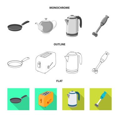 Mutfak ve yemek işaret yalıtılmış nesne. Mutfak ve cihaz hisse senedi vektör çizim topluluğu.