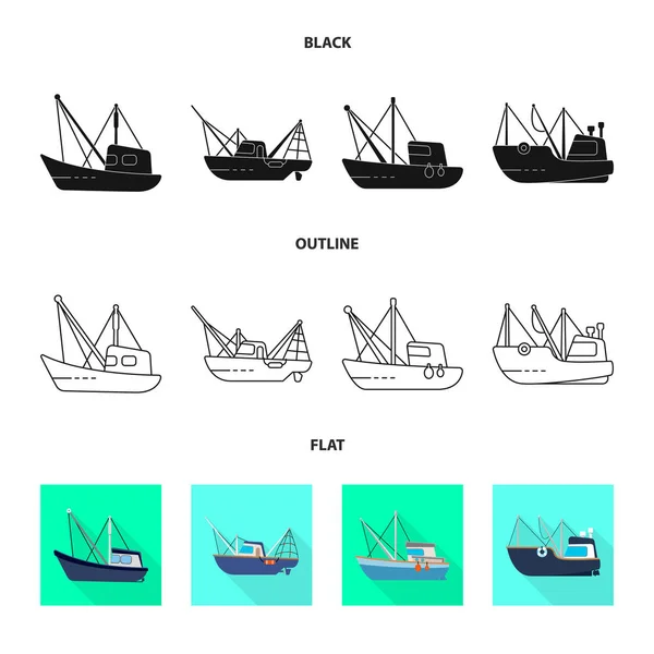 Isolerat föremål för transport och industriell logotyp. Uppsättning av transport och Yacht Stock vektor illustration. — Stock vektor