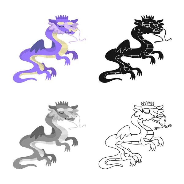 Objeto isolado de ícone de dragão e cauda. Conjunto de dragão e garra estoque vetor ilustração . — Vetor de Stock