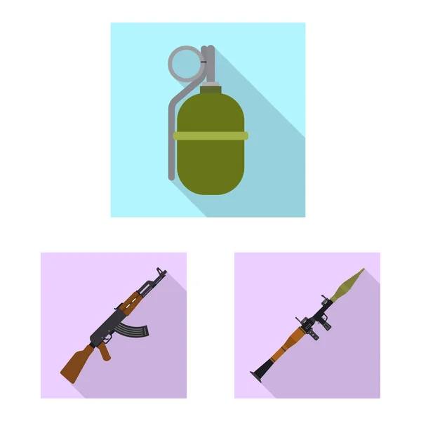 Objeto aislado de arma y símbolo de arma. Conjunto de armas y ejército icono de vector para la acción . — Vector de stock