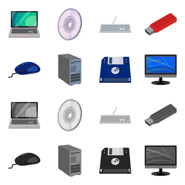 Objet isolé de l'ordinateur portable et icône de l'appareil. Collection d'ordinateur portable et le symbole stock serveur pour le web . — Image vectorielle