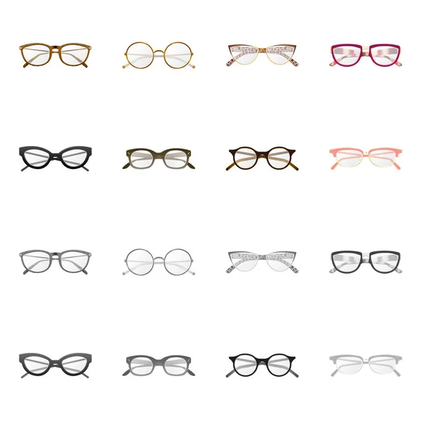 Gözlük tasarım vektör ve işareti çerçeve. Web için hisse senedi sembolü gözlük ve aksesuar koleksiyonu. — Stok Vektör