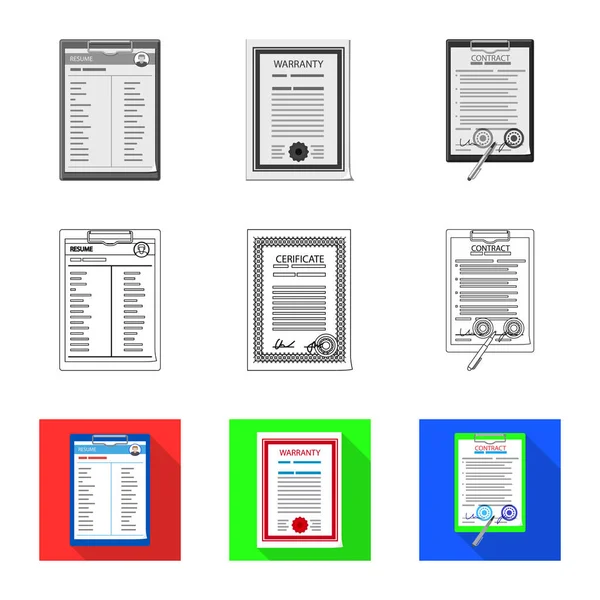 Objeto aislado de forma y símbolo del documento. Colección de forma y marca icono vectorial para stock . — Archivo Imágenes Vectoriales