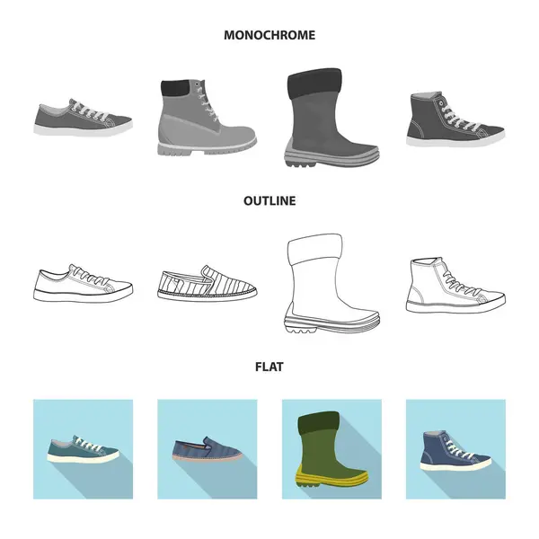 Απομονωμένο αντικείμενο των υποδημάτων και υποδημάτων εικονίδιο. Συλλογή παπούτσι και το πόδι σύμβολο μετοχής για το web. — Διανυσματικό Αρχείο