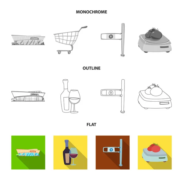 Design vettoriale del simbolo di cibi e bevande. Raccolta dell'icona vettoriale del cibo e del negozio per le scorte . — Vettoriale Stock