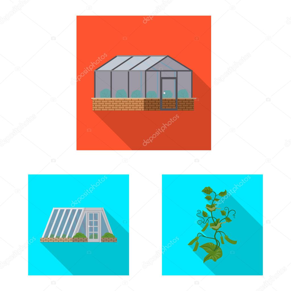 Isolated object of greenhouse and plant symbol. Set of greenhouse and garden stock symbol for web.