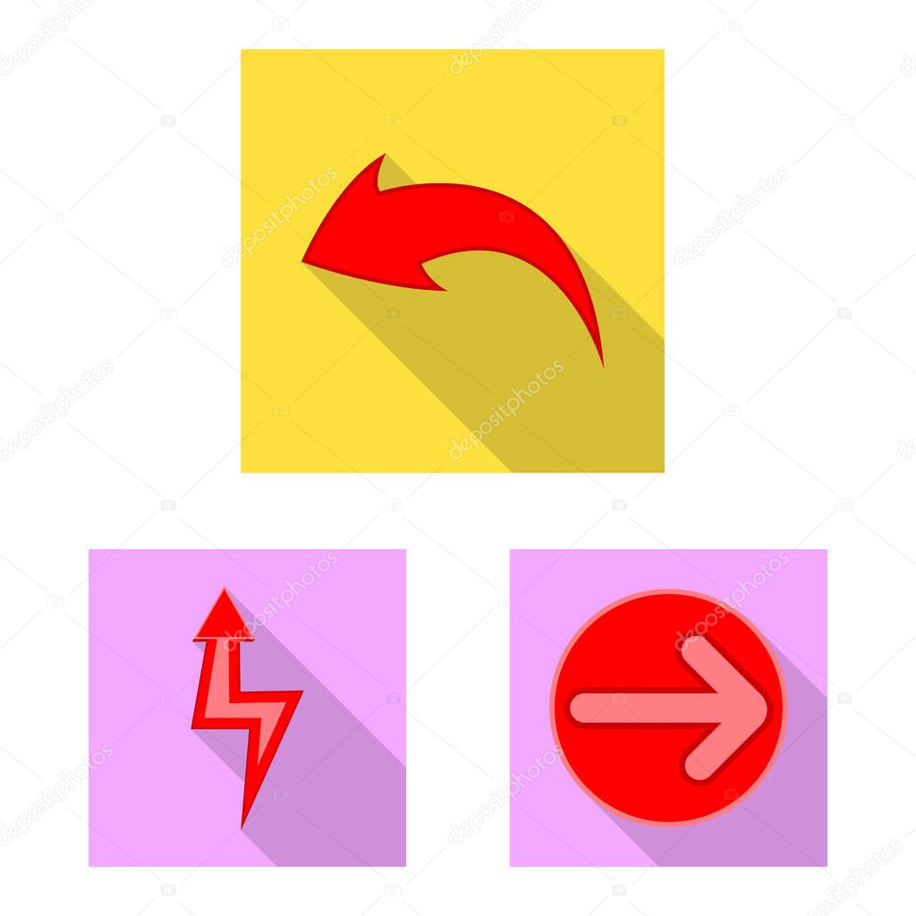 Vector illustration of element and arrow sign. Collection of element and direction stock symbol for web.