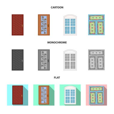 Kapı ve ön simgesi yalıtılmış nesne. Kapı ve ahşap stok vektör çizim koleksiyonu.