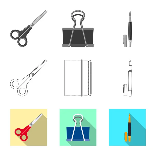 Ilustración vectorial del icono de oficina y suministro. Conjunto de oficina y escuela símbolo de stock para la web . — Vector de stock