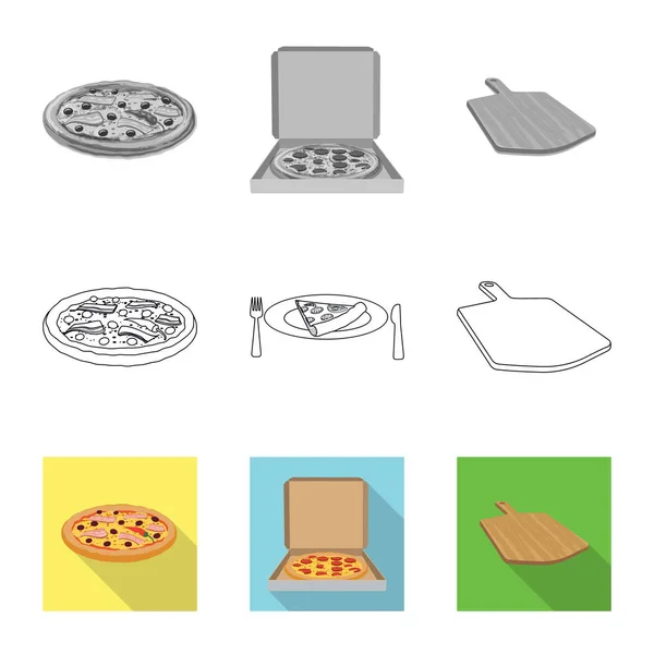 Objeto isolado de pizza e ícone de comida. Coleção de pizza e itália símbolo de estoque para web . —  Vetores de Stock