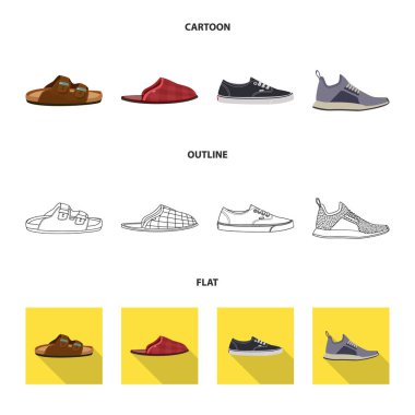 Ayakkabı ve ayakkabı simge vektör tasarımı. Ayakkabı ayarla ve stok vektör çizim ayak.