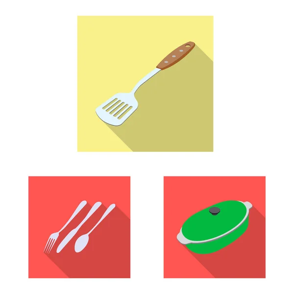 Vectorillustratie van keuken en cook pictogram. Set van keuken- en apparatenbouw vector pictogram voor voorraad. — Stockvector