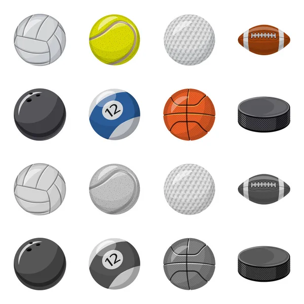 Illustration vectorielle du logo sport et balle. Ensemble de sport et symbole de stock athlétique pour le web . — Image vectorielle