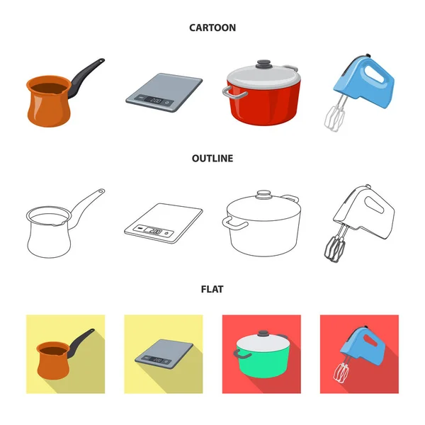 Vektorillustration av kök och koka logotyp. Samling av kök och apparaten vektor ikonen för lager. — Stock vektor
