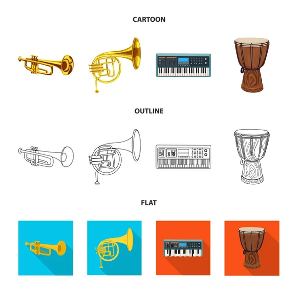 Ilustración vectorial de música e icono de melodía. Colección de música y vector de herramientas icono para stock . — Vector de stock