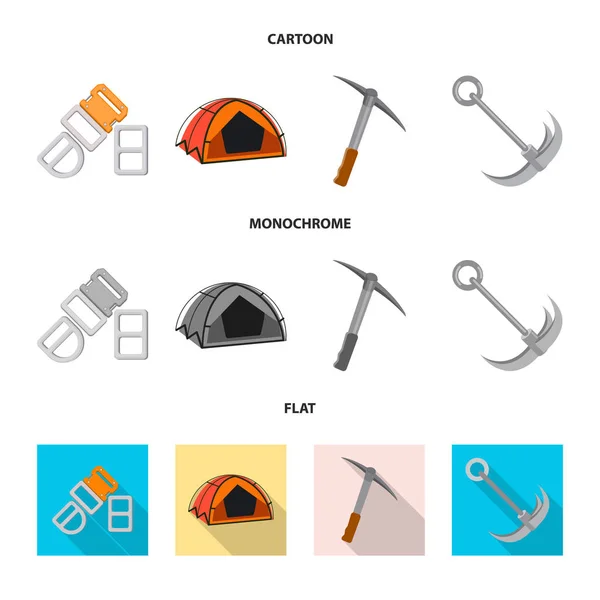 Isolated object of mountaineering and peak sign. Set of mountaineering and camp stock vector illustration. — Stock Vector