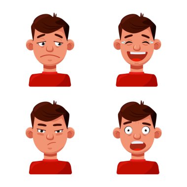 Yüz ve erkek simgesinin vektör tasarımı. Yüz ve genç stok vektör illüstrasyon koleksiyonu.