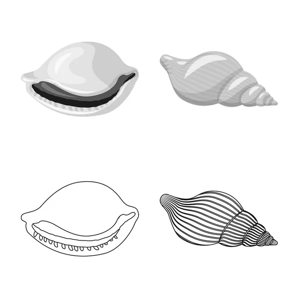 Vektorillustration av kännetecken som är djur- och dekoration. Samling av djur- och ocean vektor ikonen för lager. — Stock vektor