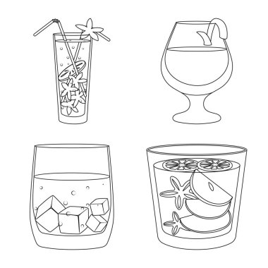 İçecek ve buz simgesivektör illüstrasyon. Stok için içecek ve shaker vektör simgesi seti.