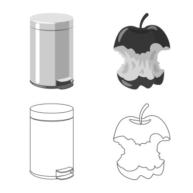 Çöp ve önemsiz sembolün vektör tasarımı. Stok için atık ve atık vektör simgesi kümesi.