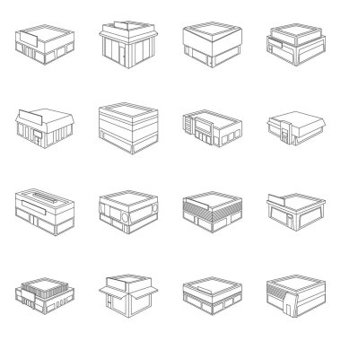 İş ve süpermarket sembolü vektör tasarımı. İş seti ve vitrin stok vektör illüstrasyon.