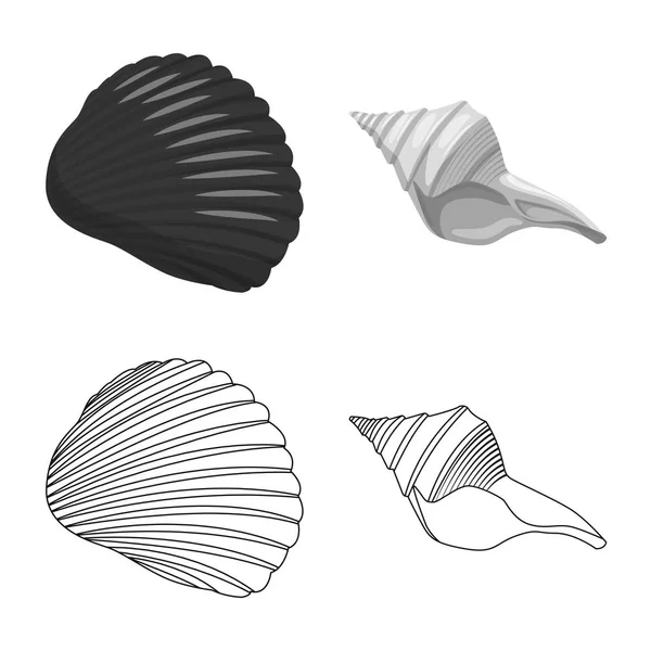 Hayvan ve dekorasyon simgesi yalıtılmış nesne. Hayvan ve okyanus hisse senedi vektör çizim seti.