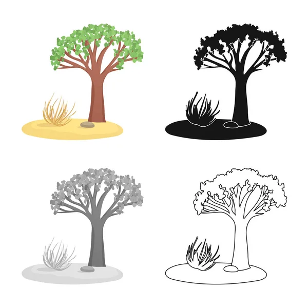 Progettazione vettoriale di albero e logo tumbleweed. Set di albero e icona vettoriale occidentale per magazzino . — Vettoriale Stock