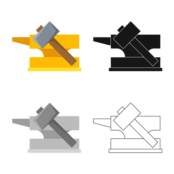 Illustration vectorielle du symbole du marteau et de l'hephaestus. Ensemble de marteau et olympus symbole stock pour la toile . — Image vectorielle