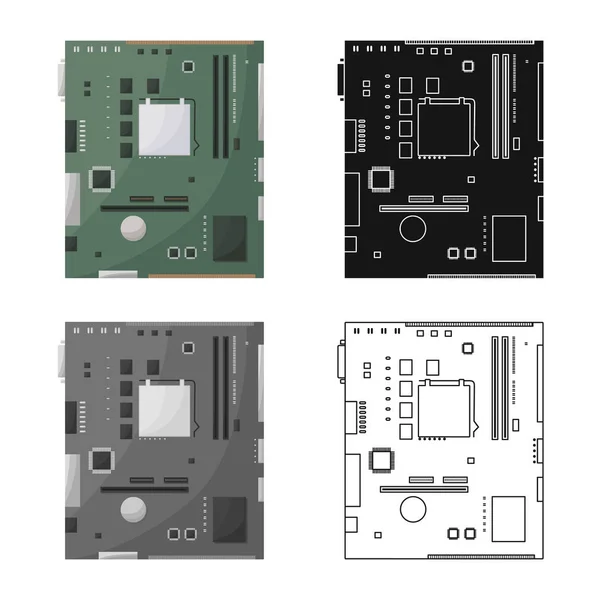 マザーボードとコンセプトシンボルのベクトルデザイン。在庫のためのマザーボードと科学ベクトルアイコンのセット. — ストックベクタ