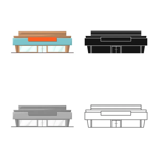 Векторная иллюстрация магазина и современный логотип. Набор иллюстраций для магазинов и публичных фондовых векторов . — стоковый вектор