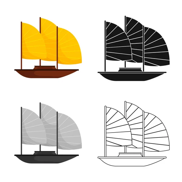Μεμονωμένο αντικείμενο από σκάφος και πινακίδα πλοίου. Σετ από σκάφος και Ναυτικό σύμβολο για το Web. — Διανυσματικό Αρχείο