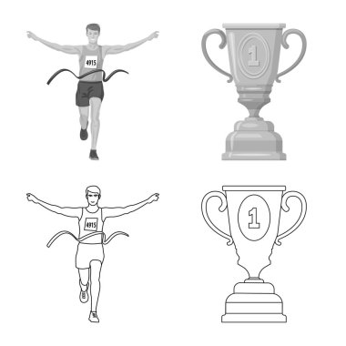 Spor ve kazanan logo vektör tasarımı. Spor ve fitness hisse senedi vektör çizim seti.