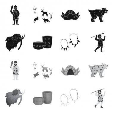 Evrimin vektör çizimi ve neolitik işaret. Evrim dizisi ve ağ için ilkel hisse simgesi.