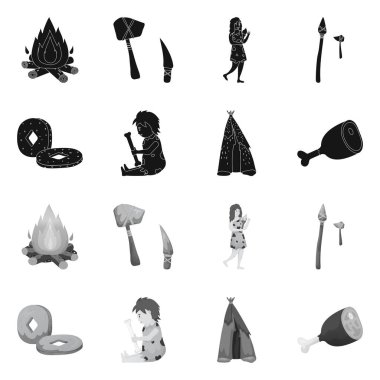 Evrimin izole nesnesi ve neolitik işaret. Evrim ve ilkel stok vektör illüstrasyon koleksiyonu.