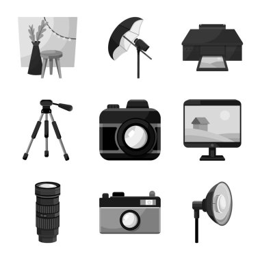 Profesyonel ve aksesuarları işareti izole nesne. Profesyonel ve iş stok vektör illüstrasyon koleksiyonu.