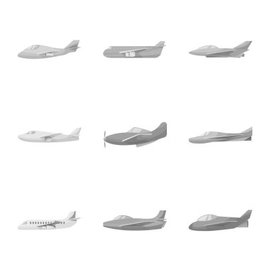 Havacılık ve havayolu logosu vektör tasarımı. Web için havacılık ve hava yolları stok sembolü seti.