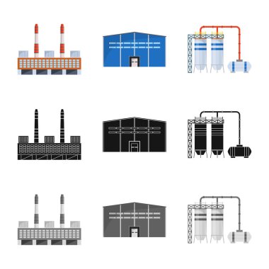 Üretim ve yapısı simge vektör tasarımı. Üretim ve teknoloji hisse senedi simgesi web için set.