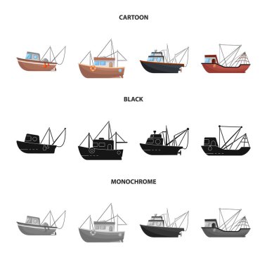 Vektör Illustration taşıma ve endüstriyel işareti. Stok taşıma ve yat vektör simgesi koleksiyonu.